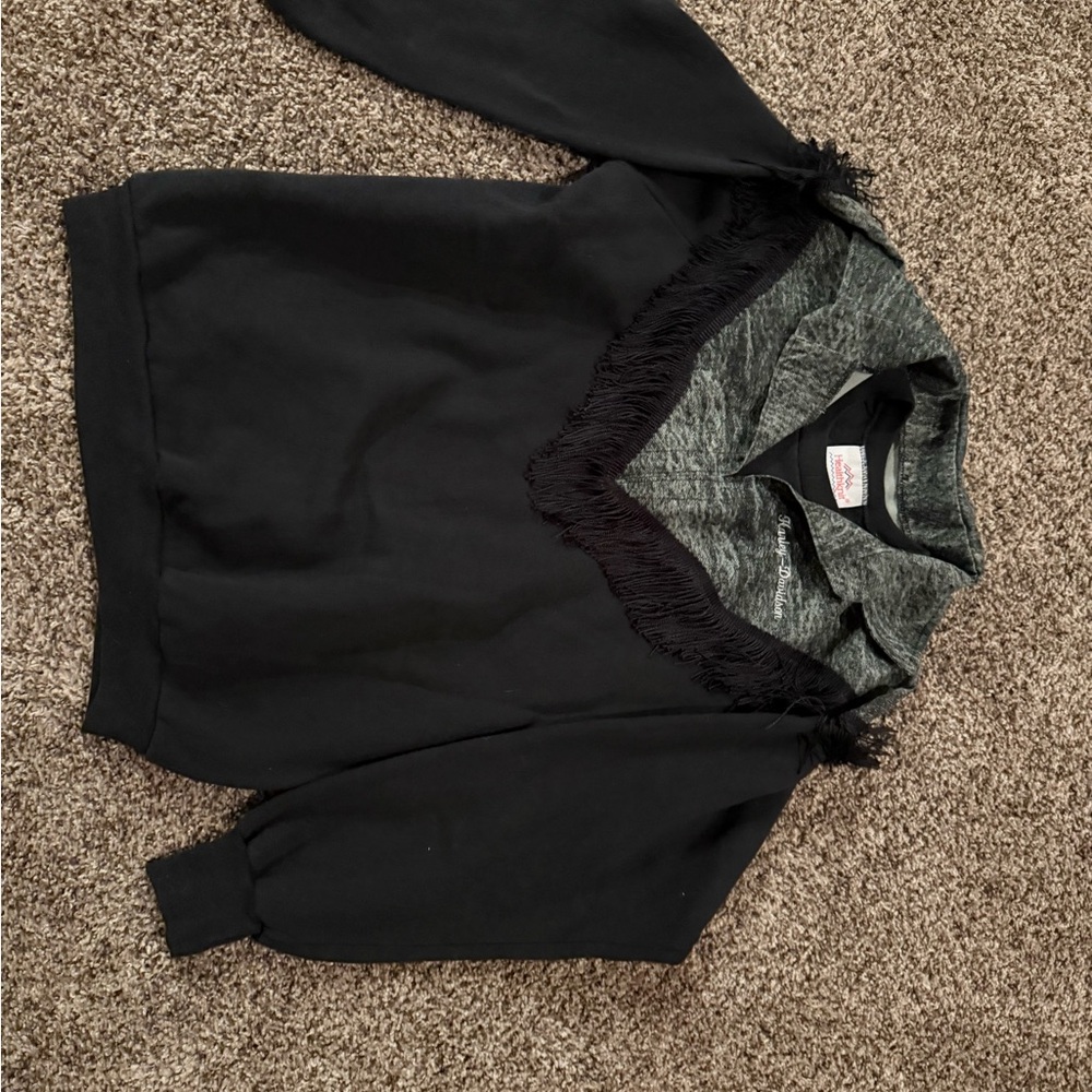 Harley Davidson Black and Gray Fringe Sweatshirt
